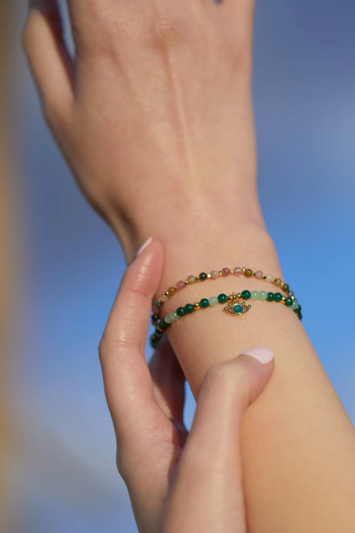 Beaded Evil Eye Charm Bracelet - Image 8
