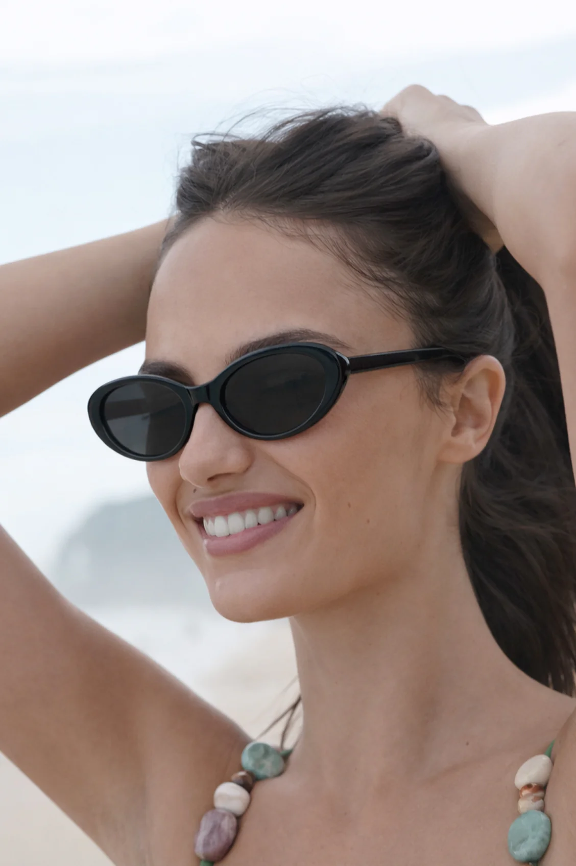 Barcelona Black Oval Women’s Sunglasses - Image 2