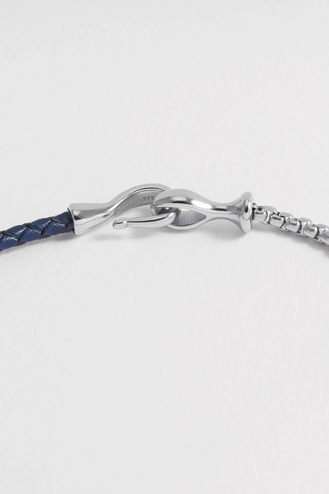 Men's Navy Blue Leather and Chain Hook Bracelet - Image 5