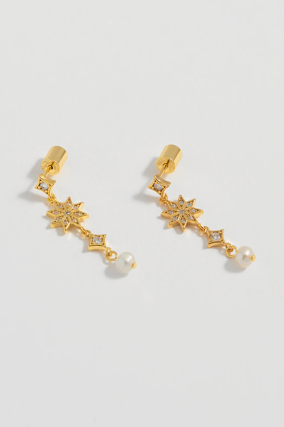CZ Star Pearl Drop Earrings - Image 5