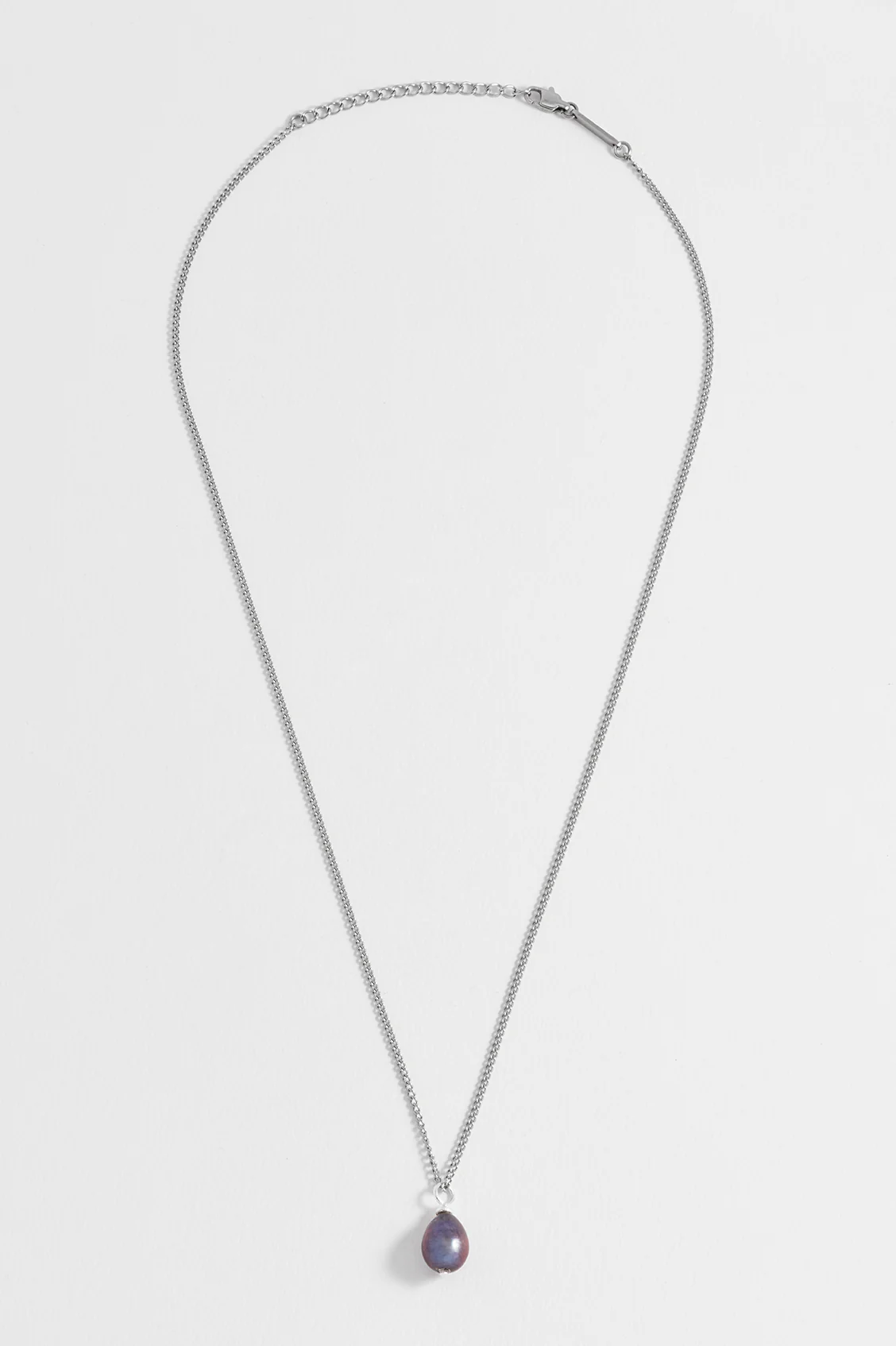Men's Fine Curb Chain and Blue Pearl Necklace