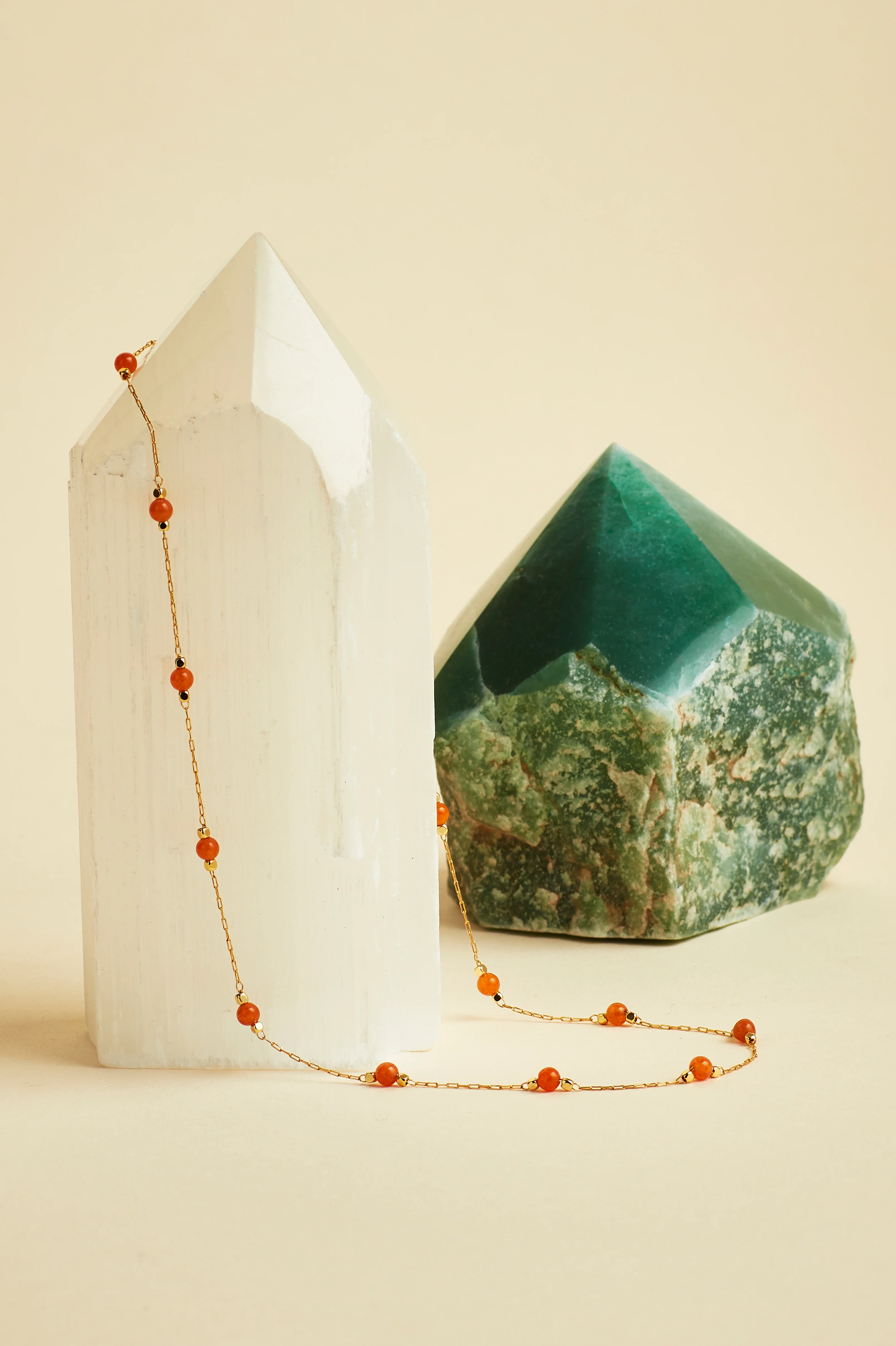 Wellness Carnelian Beaded Chain Necklace - Image 4