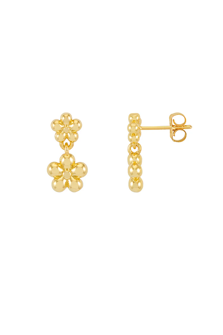 Duo Flower Drop Earrings - Image 3