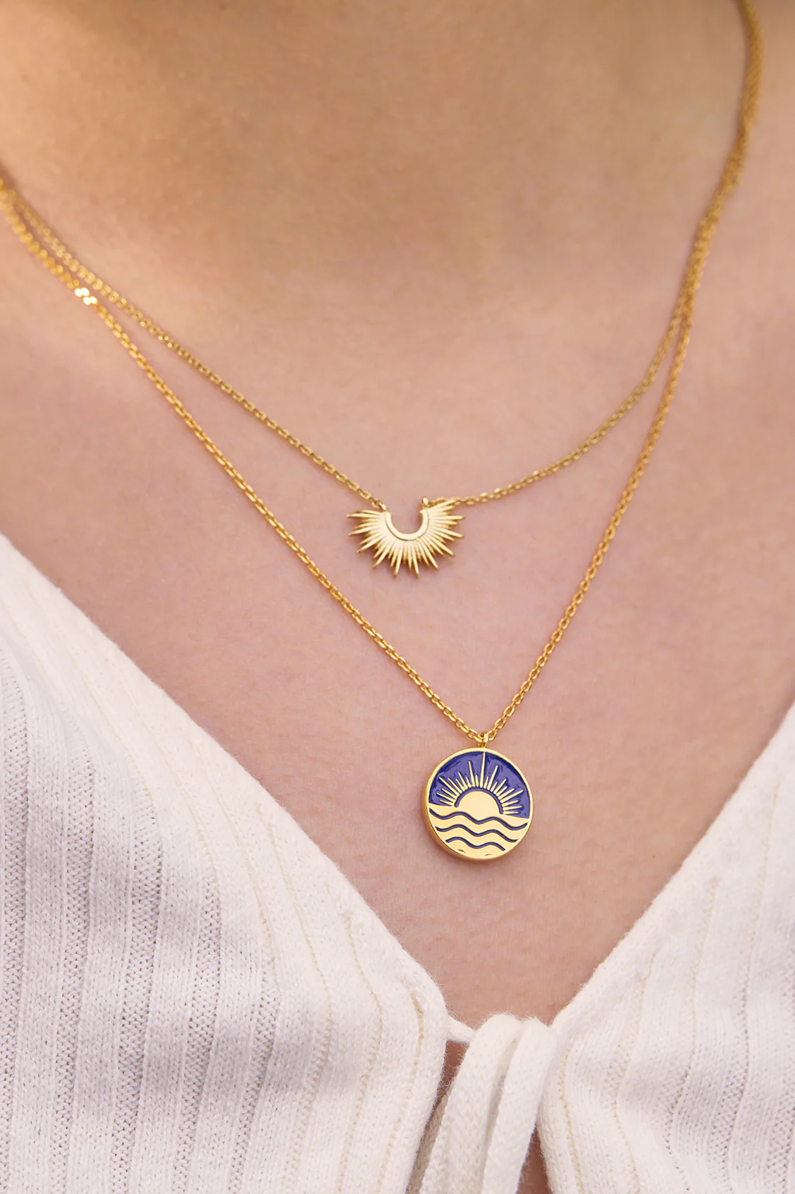 Enamel Sun Pendant Necklace - Image 6
