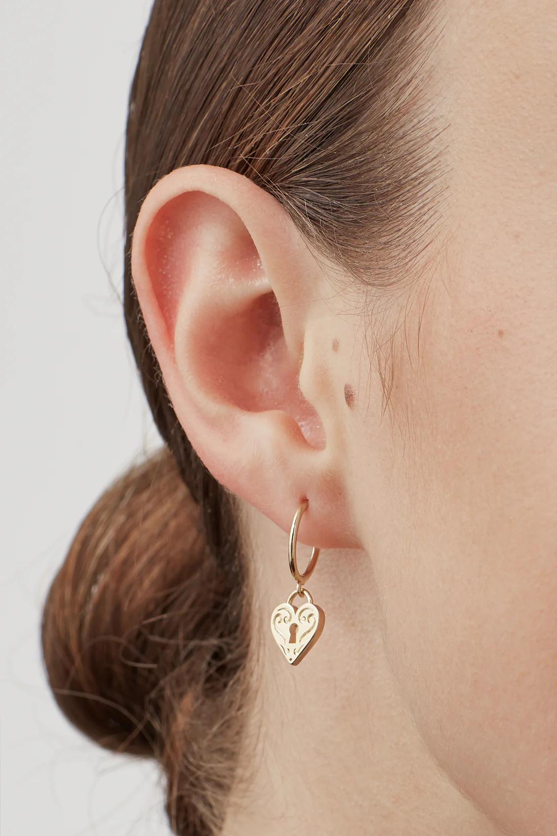 Engraved Heart Padlock Hoop Earrings - Image 2