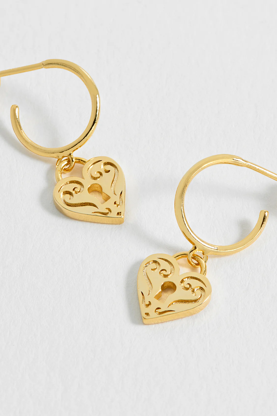 Engraved Heart Padlock Hoop Earrings - Image 4