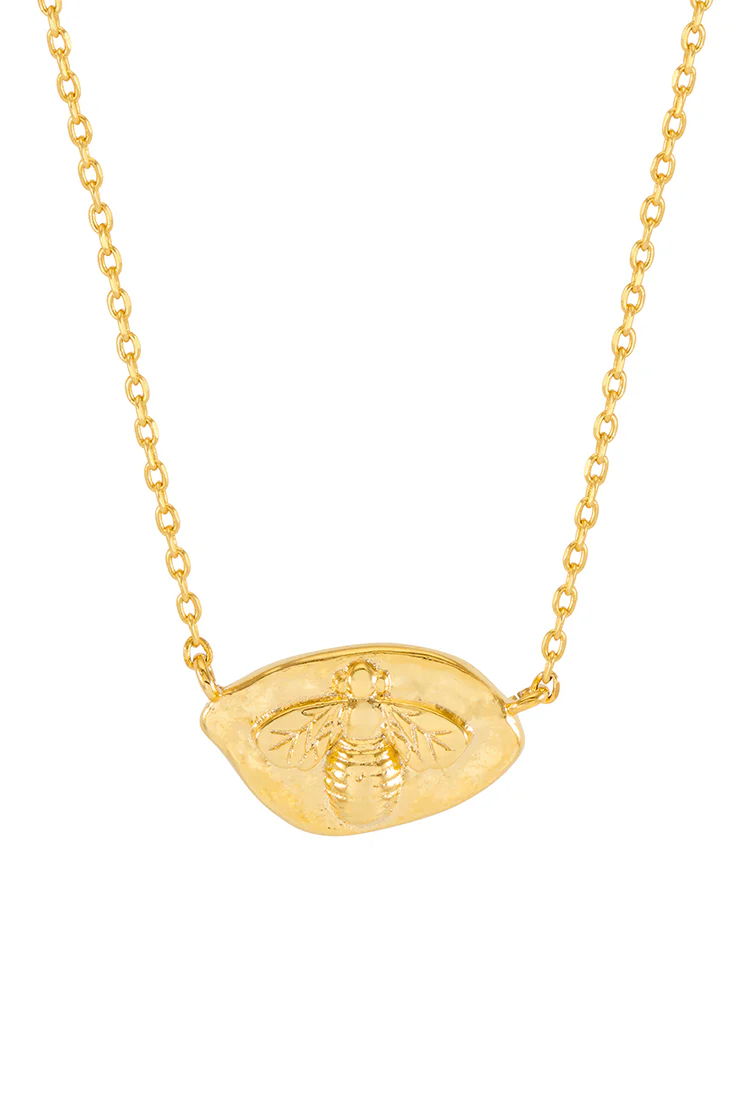 Hammered Coin Bee Pendant Necklace - Image 3