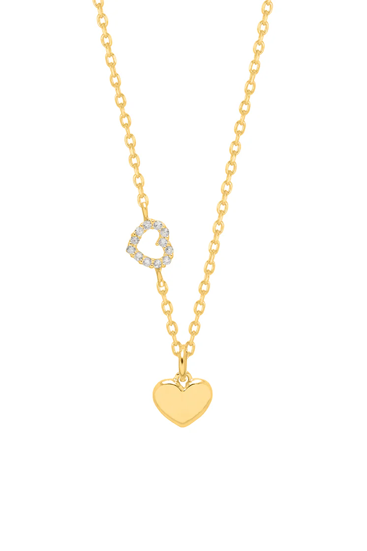 Heart Charm With Open Cz Heart Necklace - Image 3