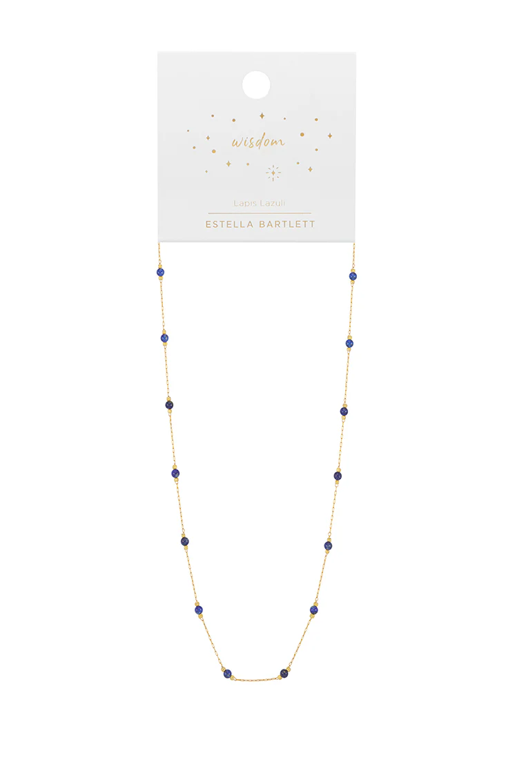 Wellness Lapis Lazuli Beaded Chain Necklace - Image 3