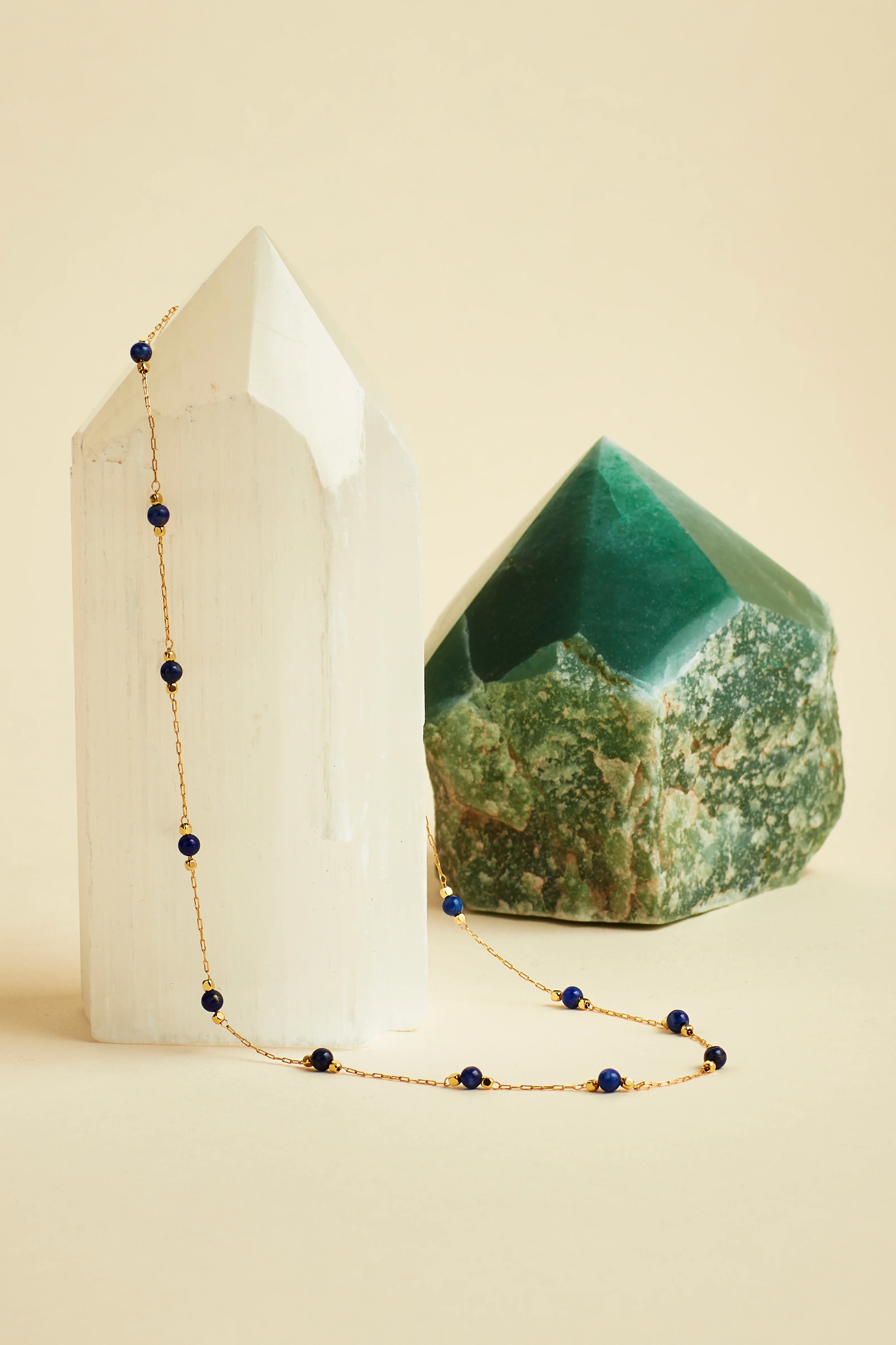Wellness Lapis Lazuli Beaded Chain Necklace - Image 4