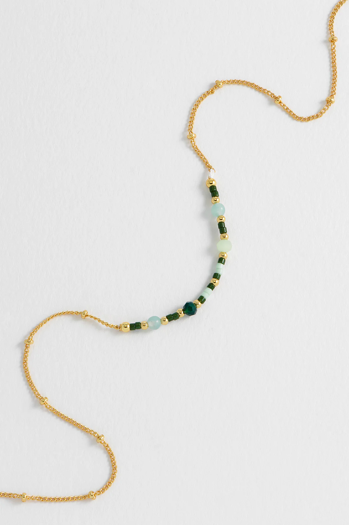 Mini Green Beaded Chain Necklace - Image 4