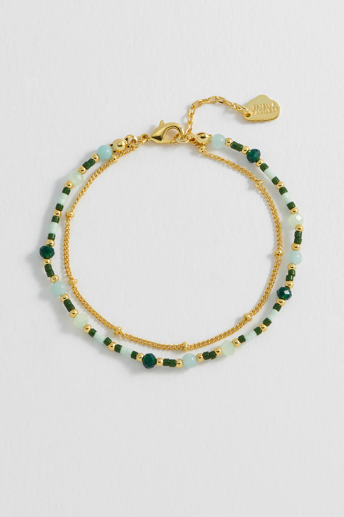 Mini Green Gemstone Duo Chain Bracelet - Image 4