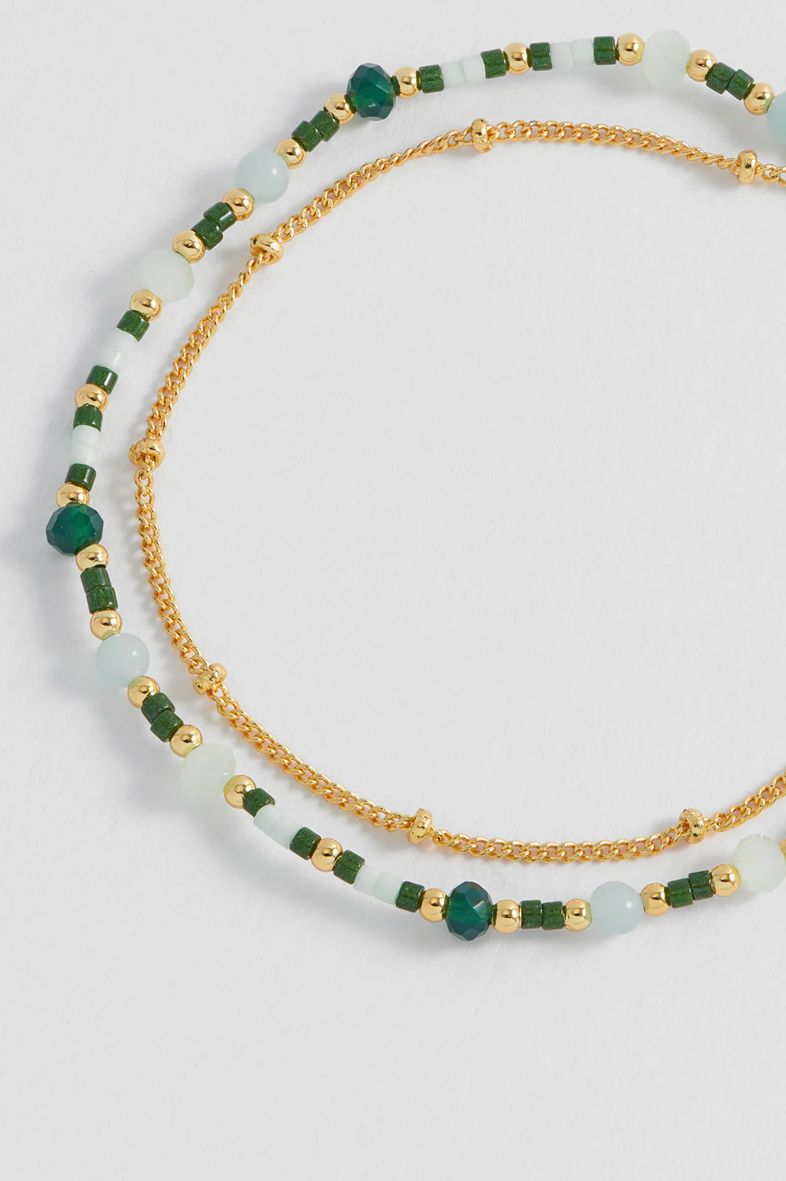 Mini Green Gemstone Duo Chain Bracelet - Image 5