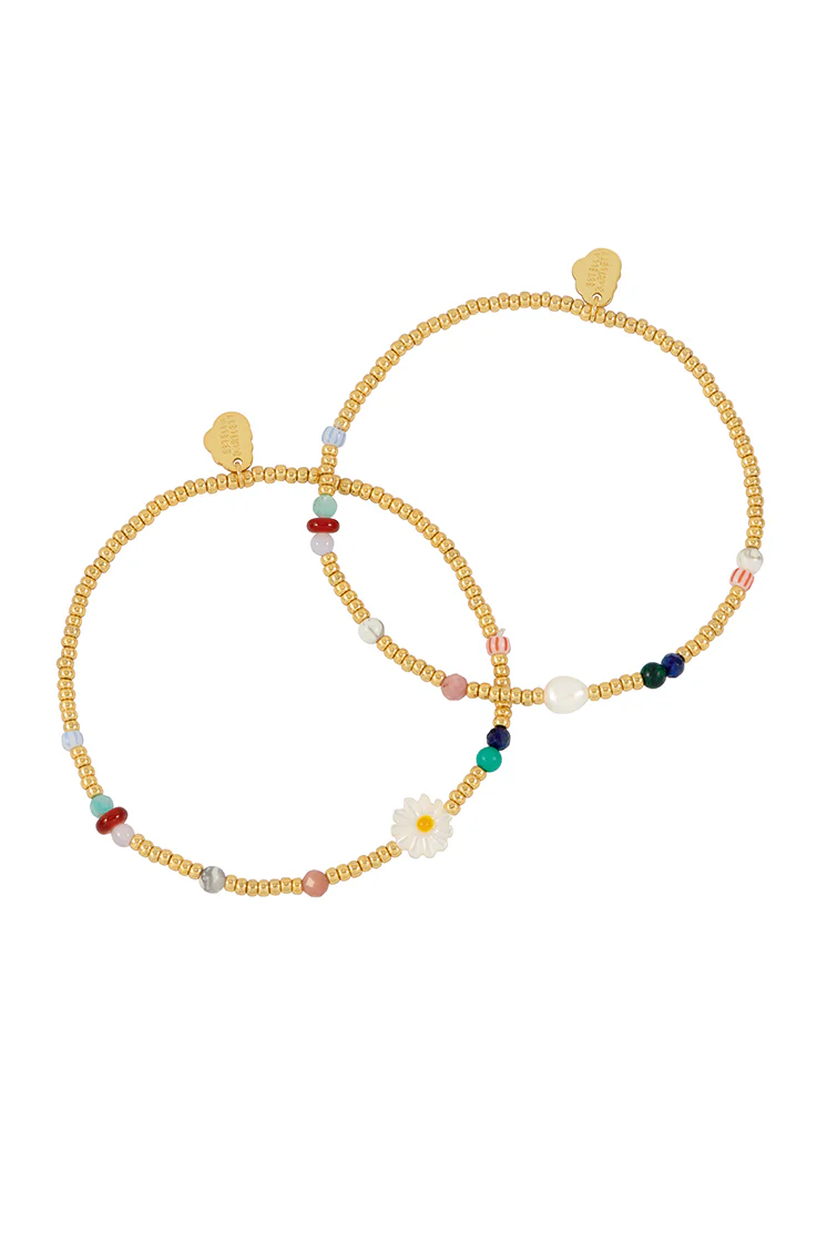 Mixed Glass, Pearl And Gemstone Duo Bracelet - Image 3