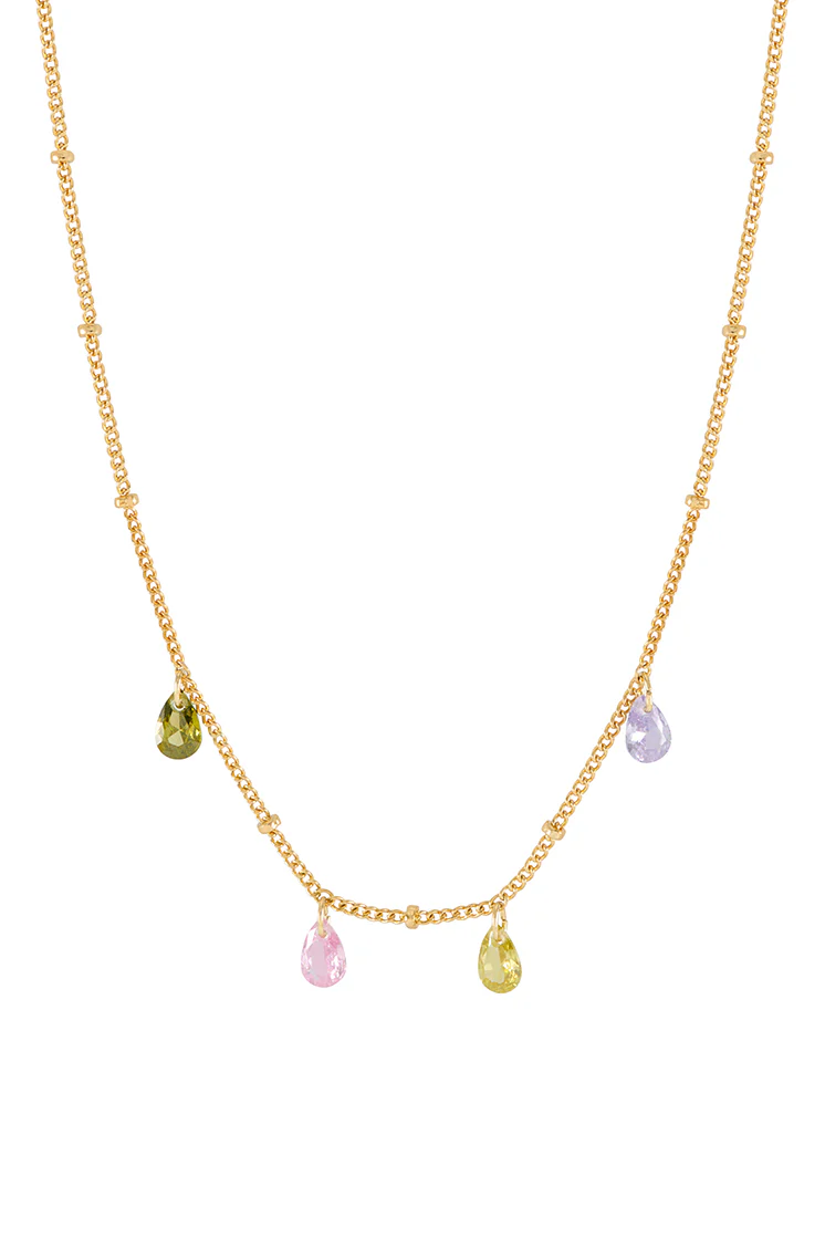 Multi CZ Pear Drop Necklace - Image 3