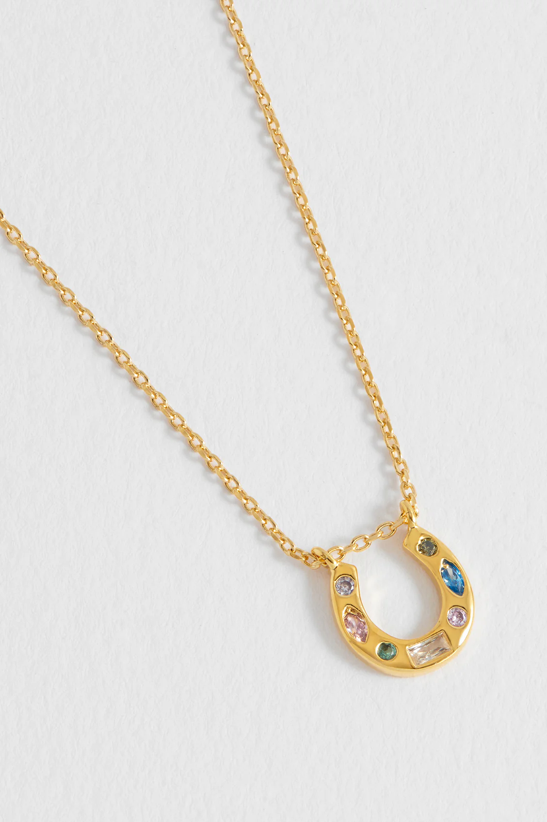 Multi Pastel CZ Horseshoe Necklace - Image 4