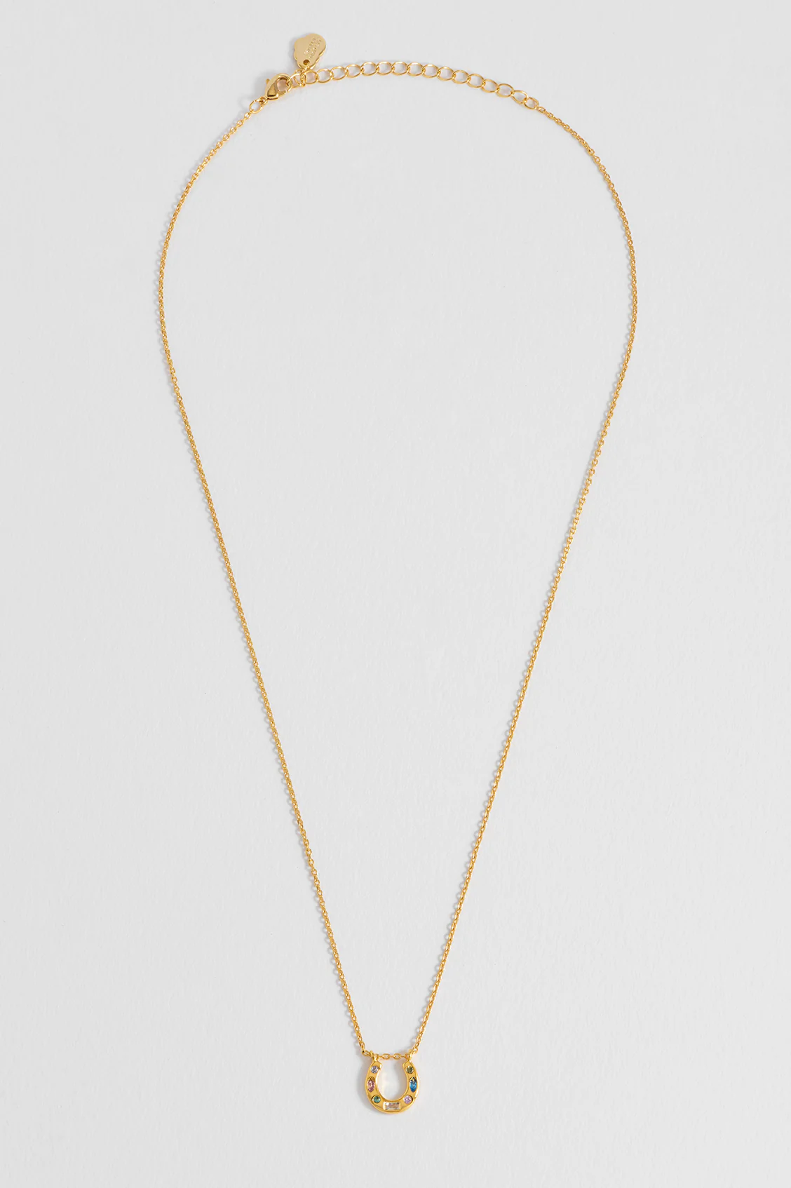 Multi Pastel CZ Horseshoe Necklace - Image 5