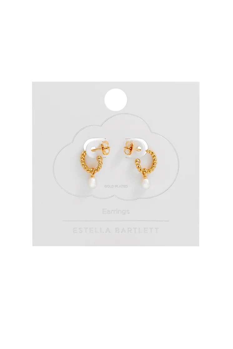 Pearl Drop And Twist Hoop Earrings - Image 3