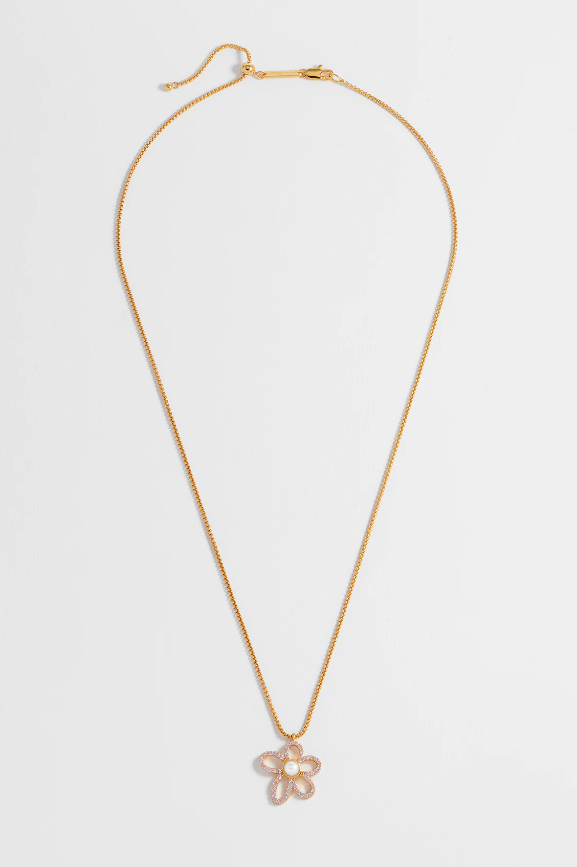 Pink And Pearl Tennis Chain Flower Necklace - Image 5