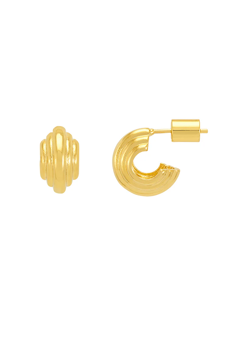 Ridged Mini Hoop Earrings - Image 3