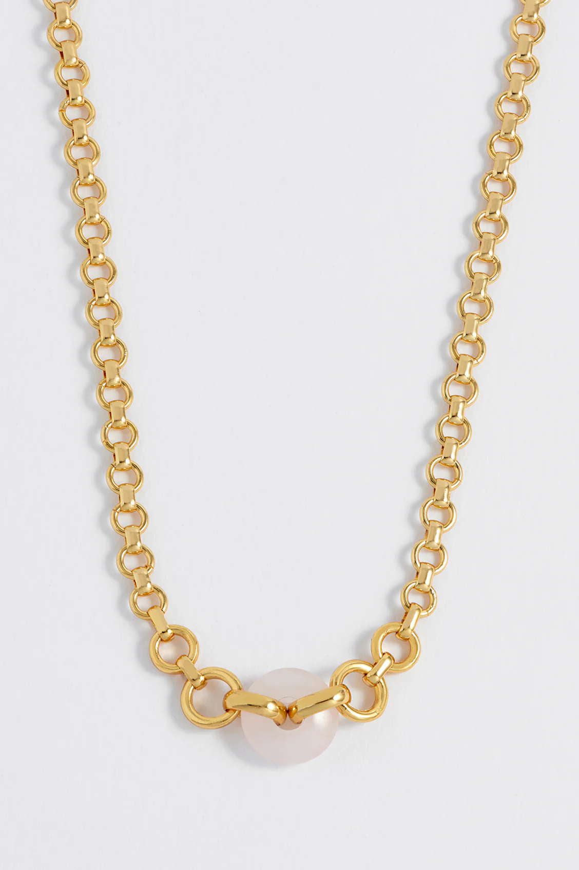 Rose Quartz Graduated Round Link Chain Necklace