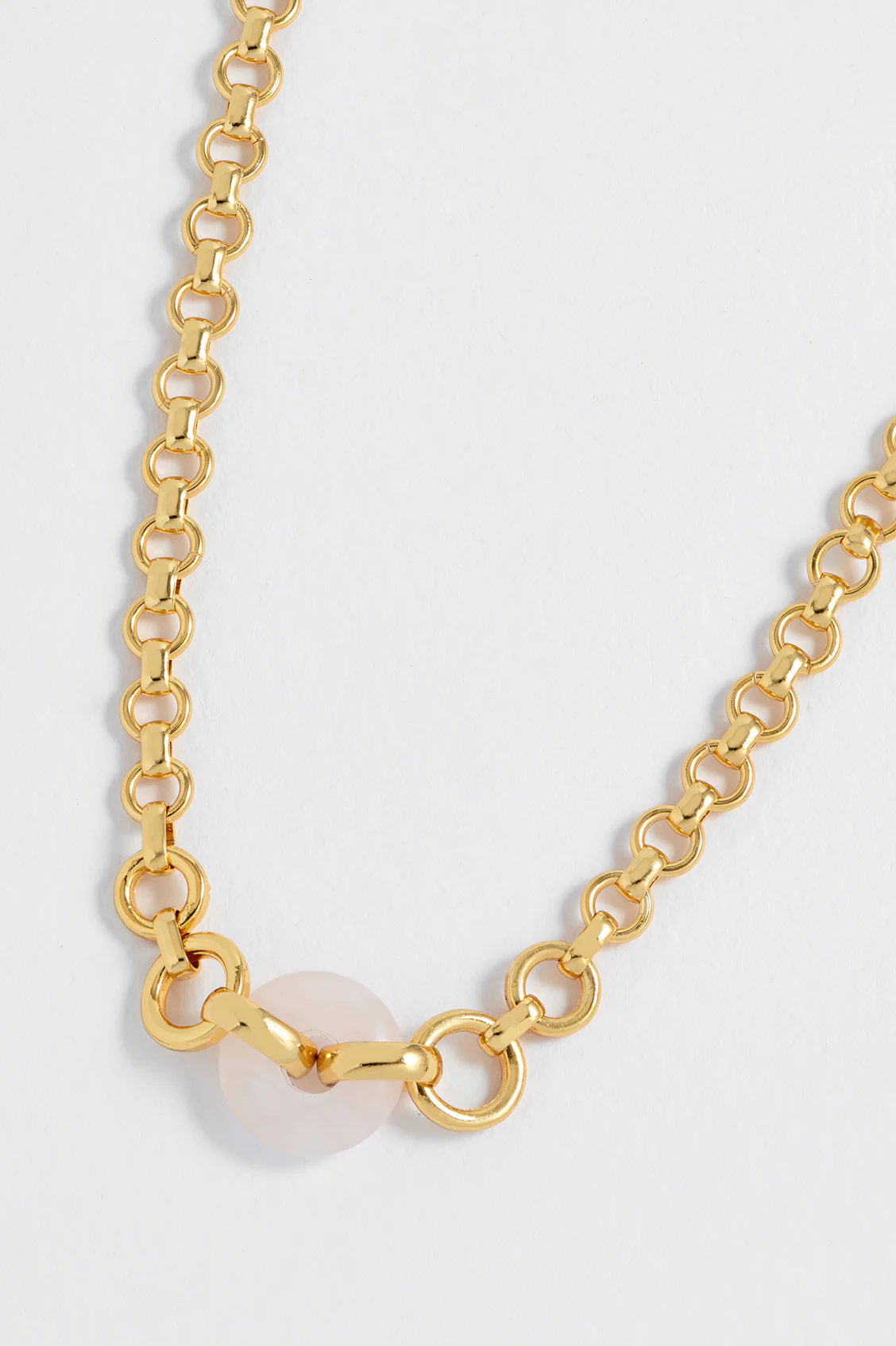 Rose Quartz Graduated Round Link Chain Necklace - Image 4