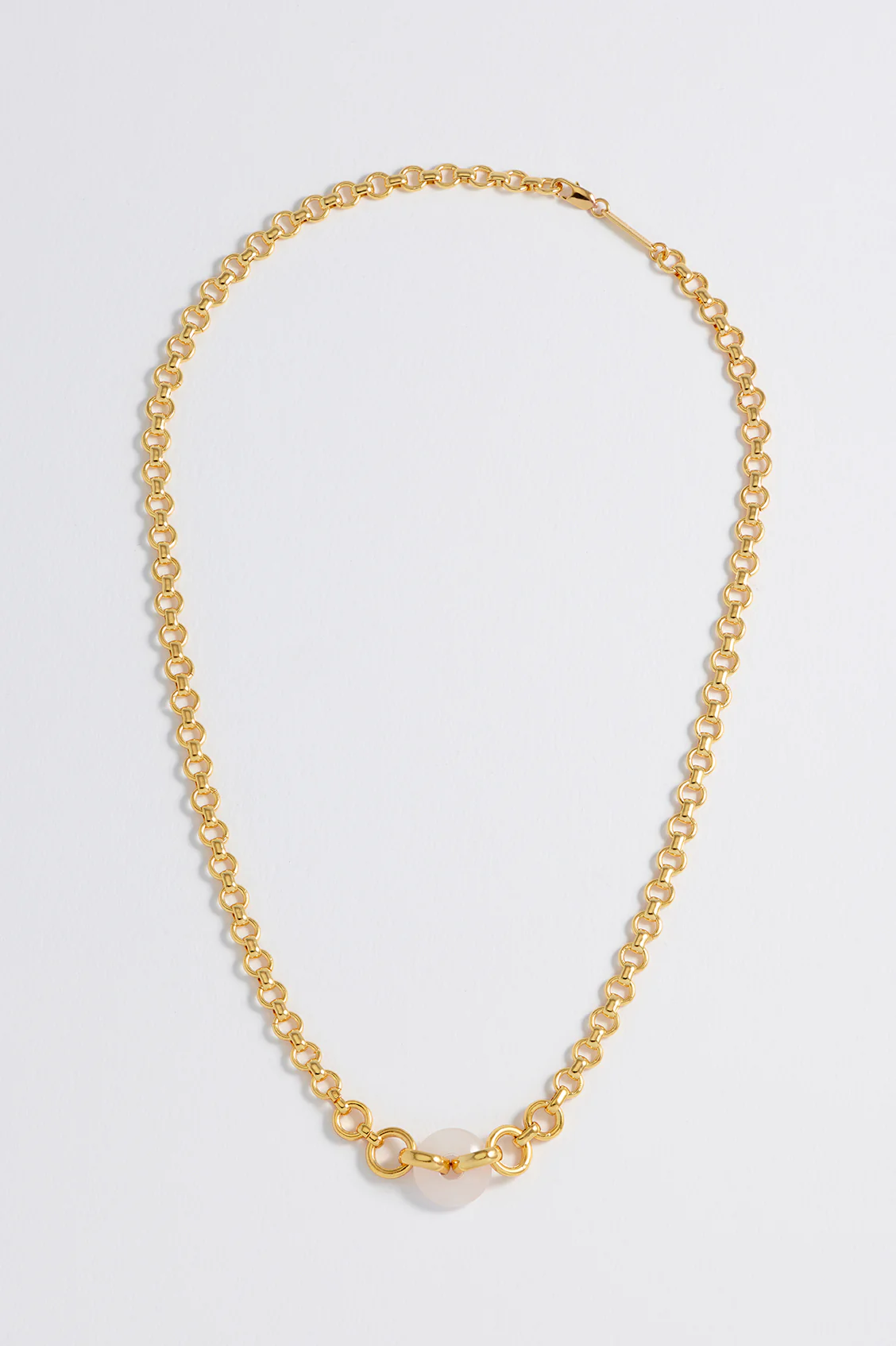 Rose Quartz Graduated Round Link Chain Necklace - Image 5