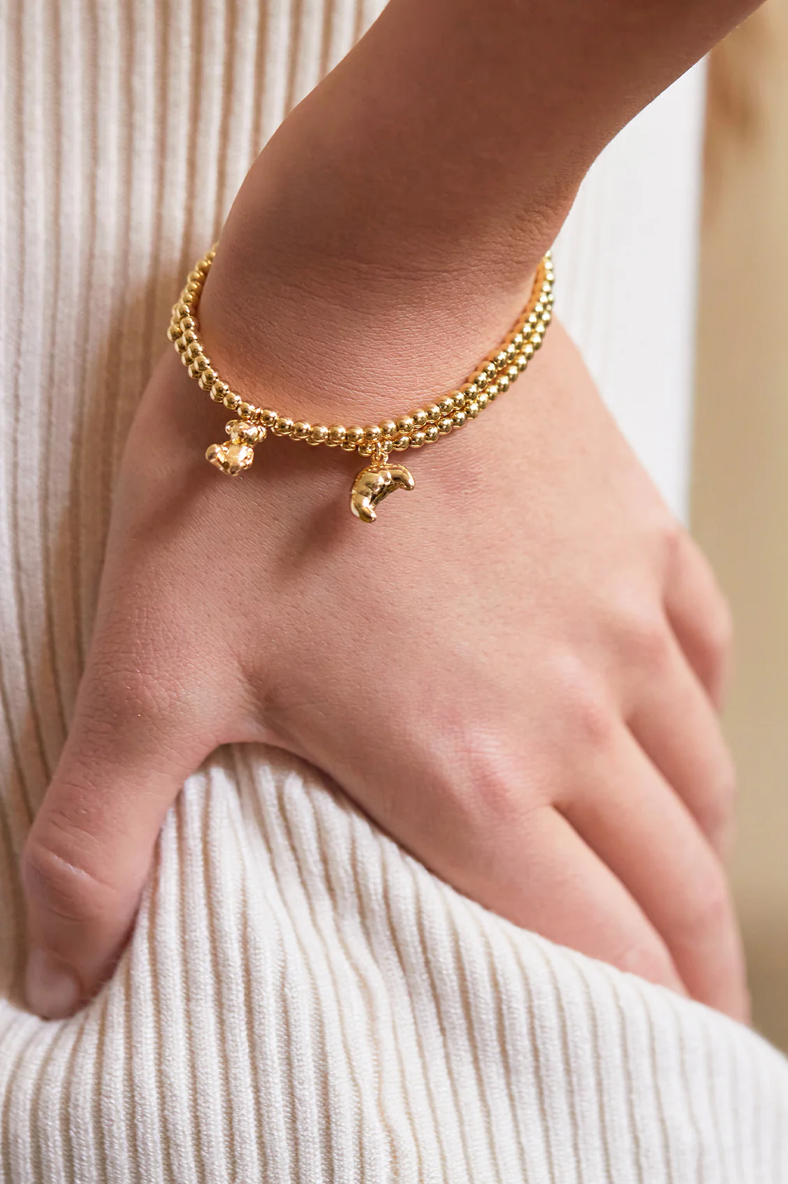 Sienna Beaded Croissant Charm Bracelet - Image 4