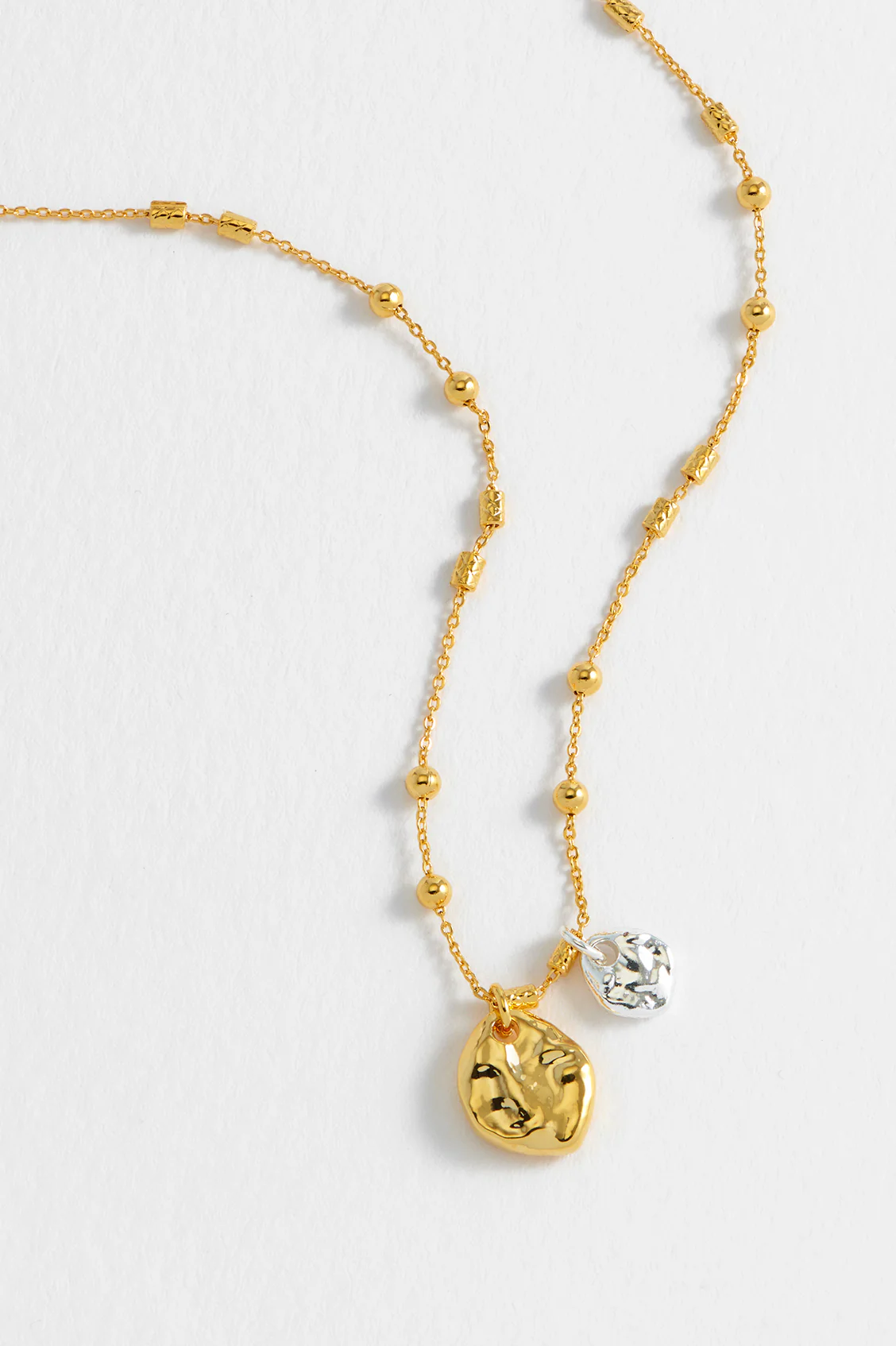 Triple Beaded Chain And Molton Pebbles Necklace - Image 4