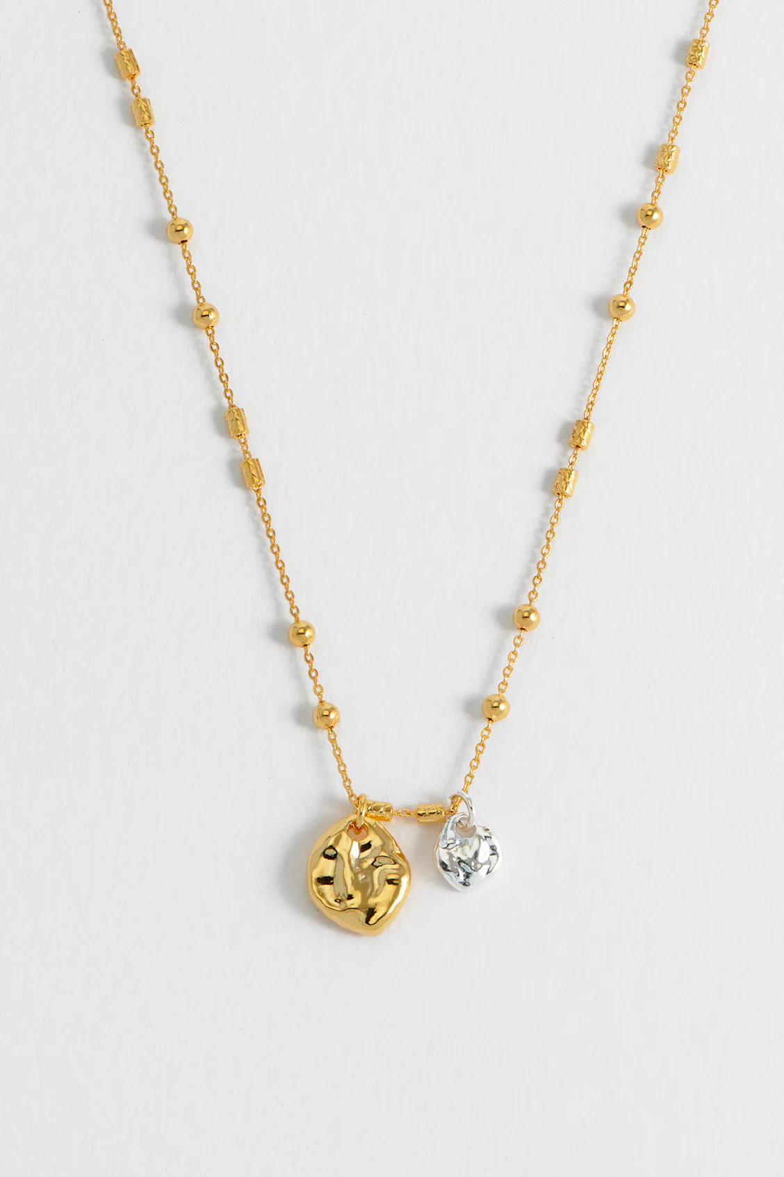 Triple Beaded Chain And Molton Pebbles Necklace - Image 6