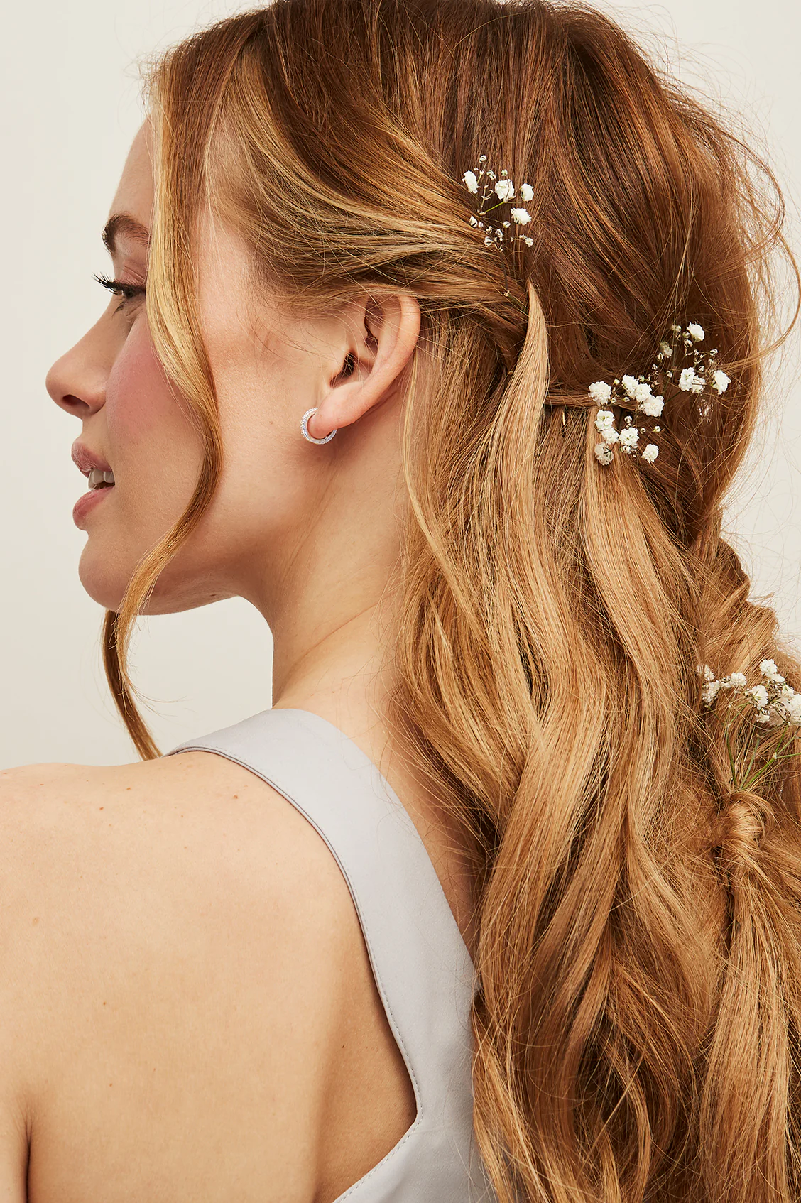 Hoop Earrings with White CZ - Image 6