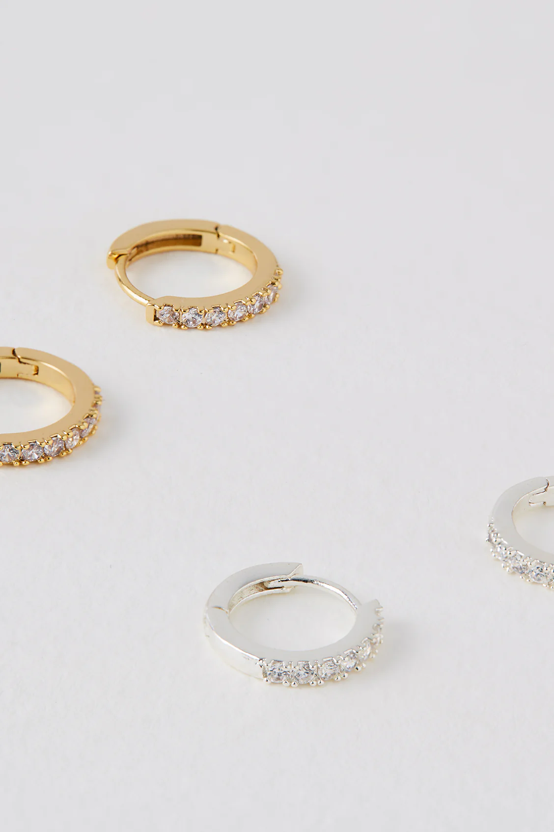 Hoop Earrings with White CZ - Image 4