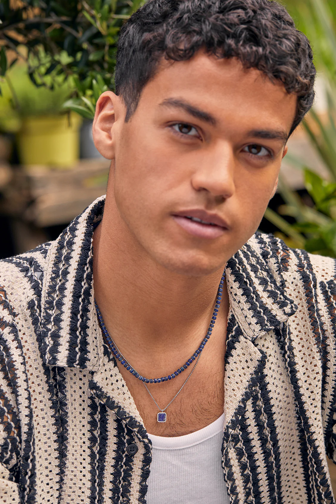 Men's Gemstone Rondelle Necklace - Image 2