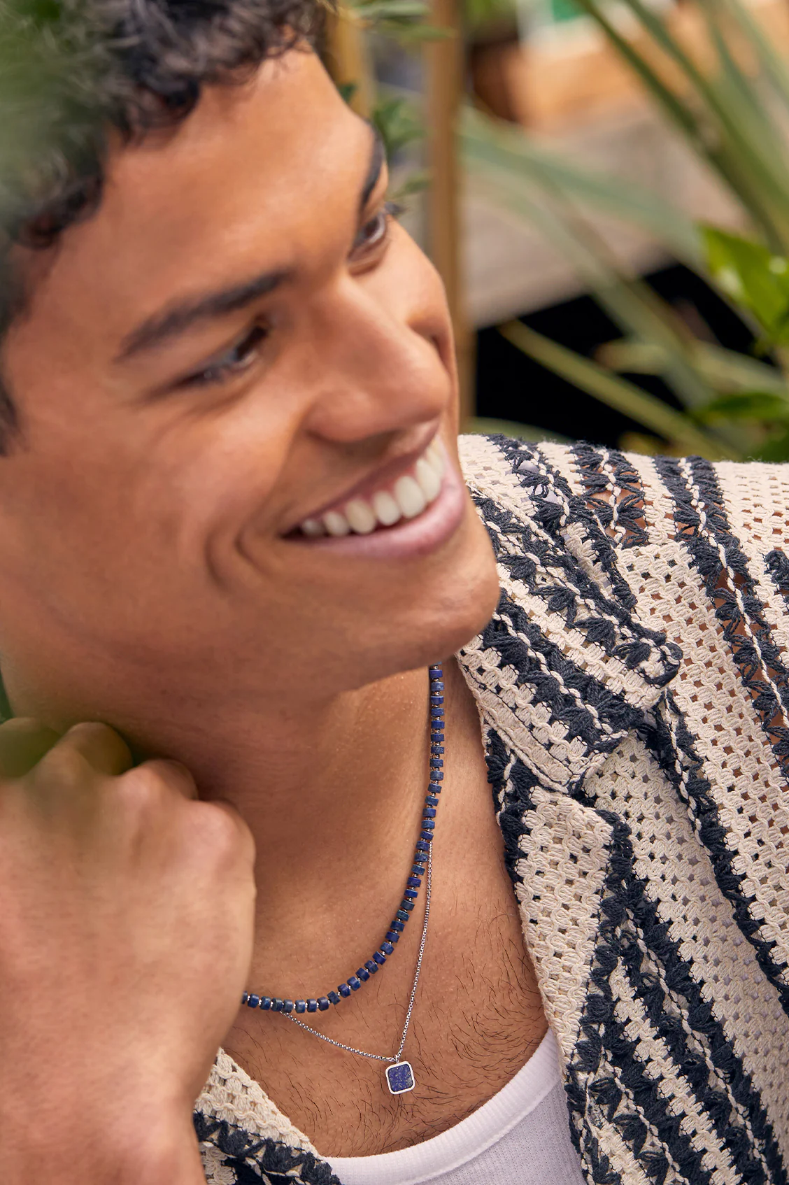 Men's Gemstone Rondelle Necklace - Image 5