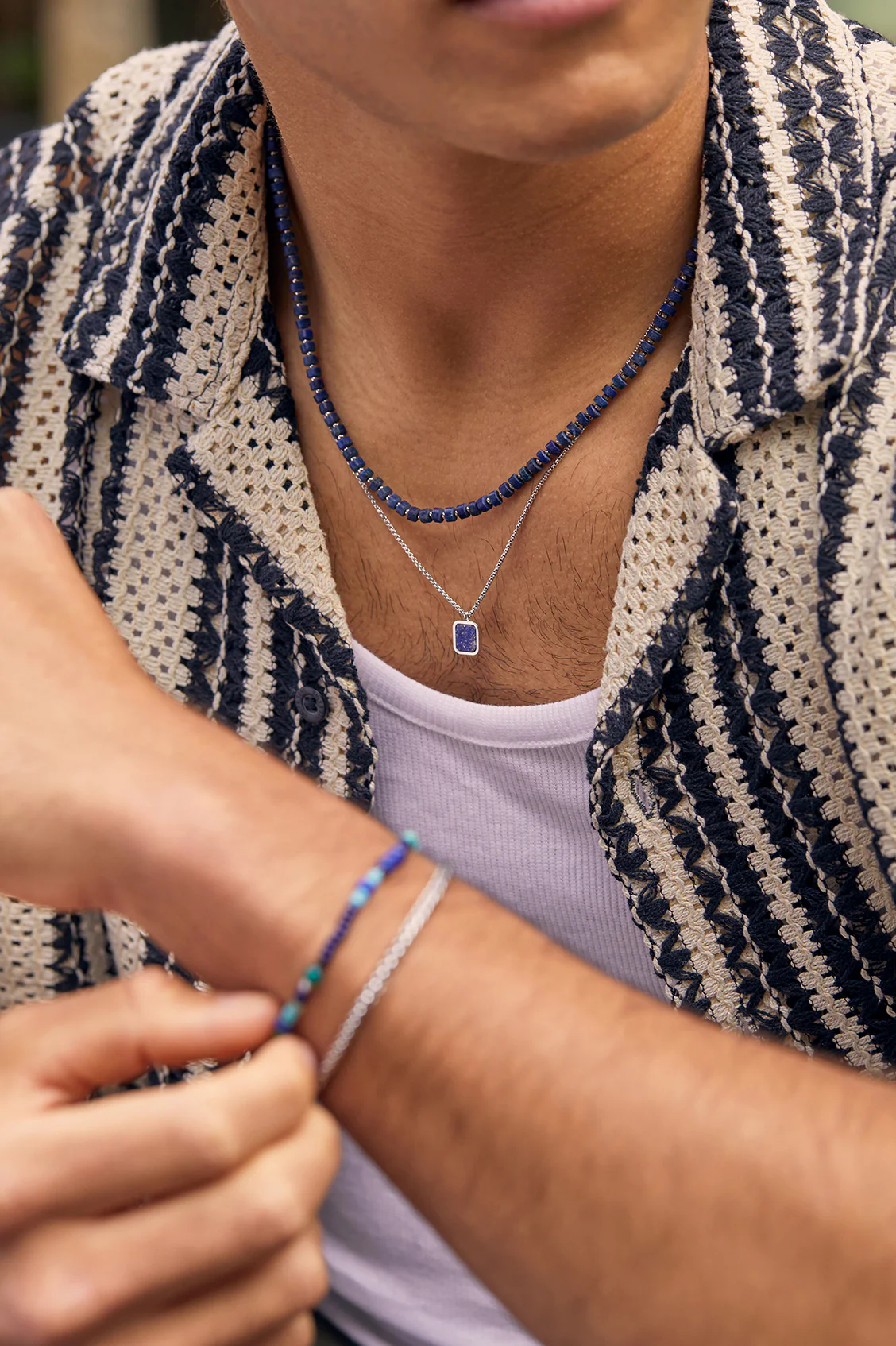 Men's Gemstone Rondelle Necklace - Image 6