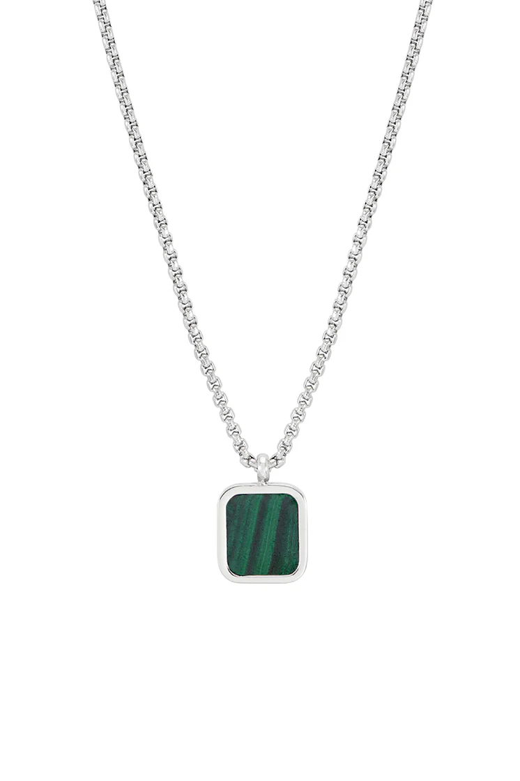 Men's Square Gemstone Pendant Necklace - Image 3
