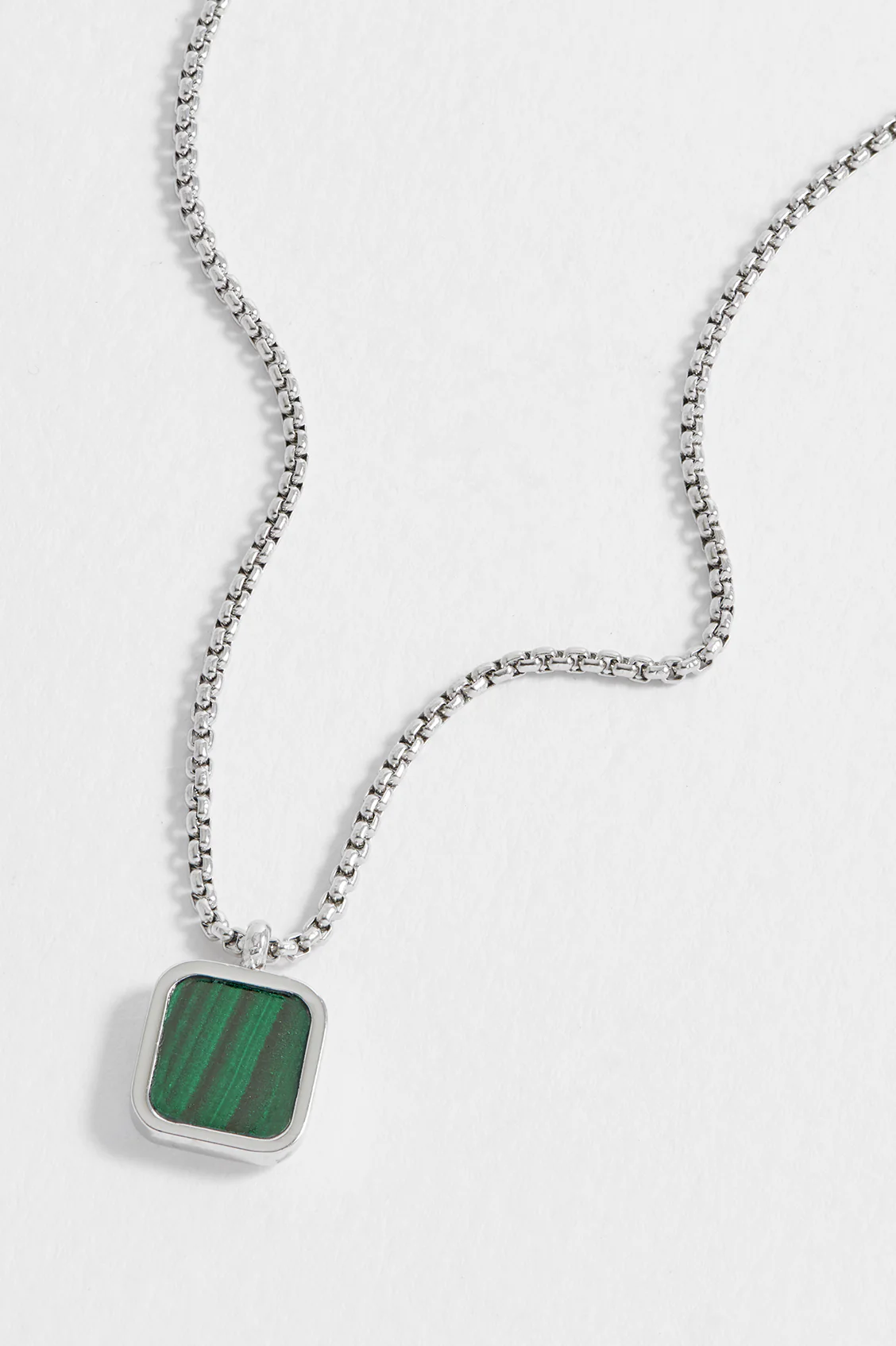 Men's Square Gemstone Pendant Necklace - Image 4