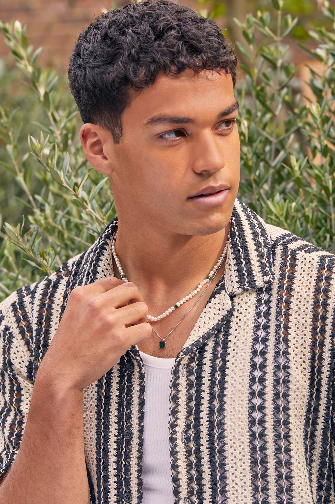 Men's Square Gemstone Pendant Necklace - Image 5