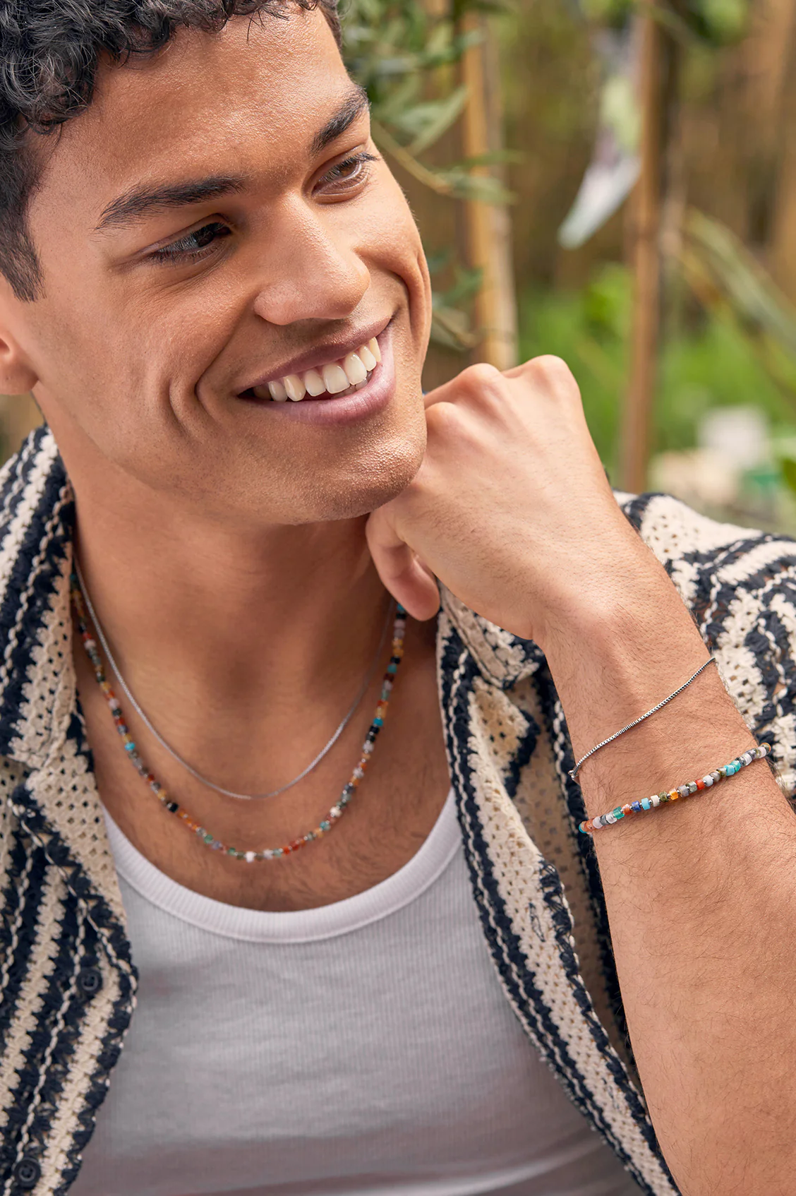 Men's Gemstone Rondelle Bracelet - Image 2