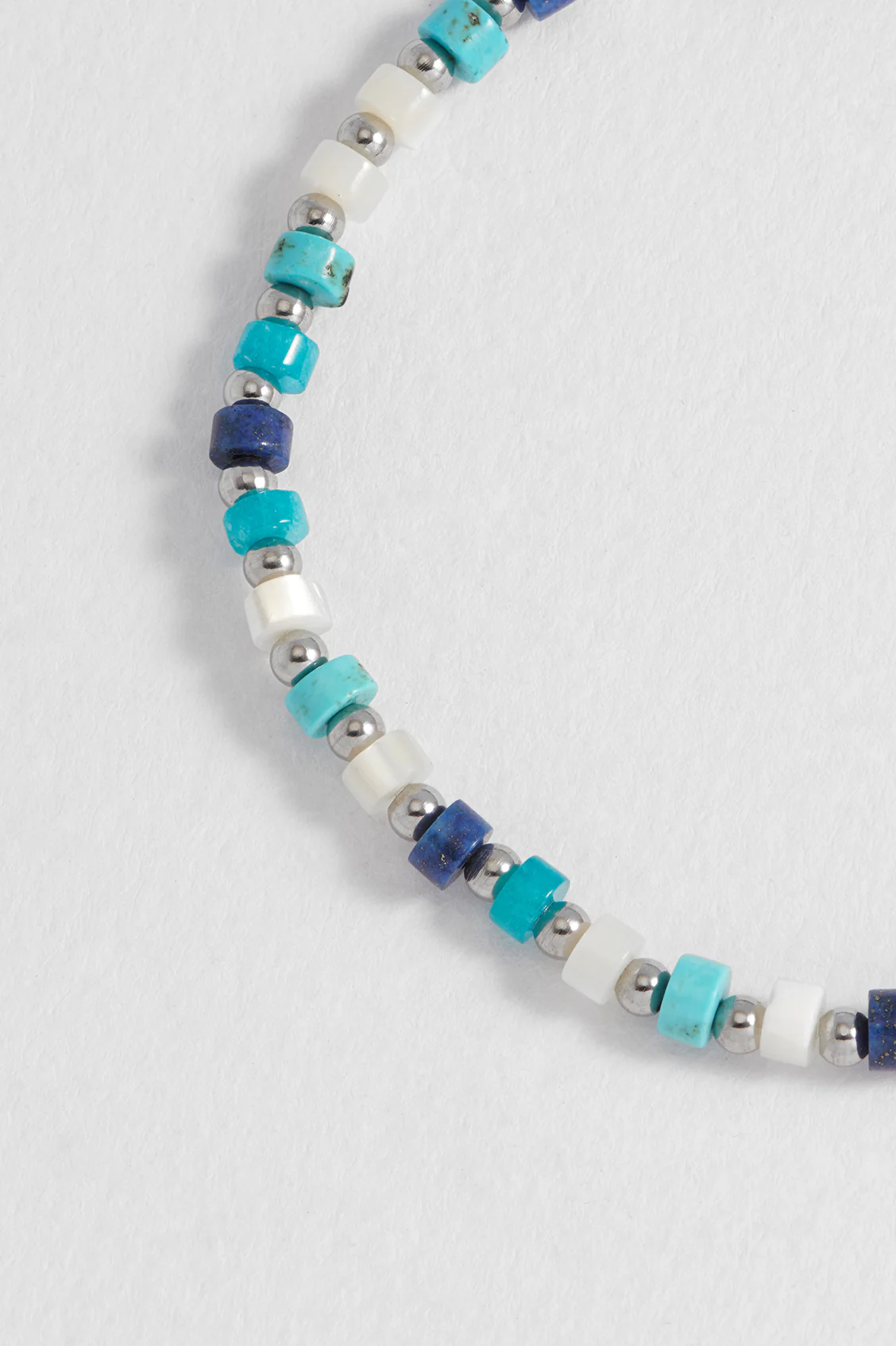 Men's Mixed Blue Gemstone Rondelle Bracelet - Image 4