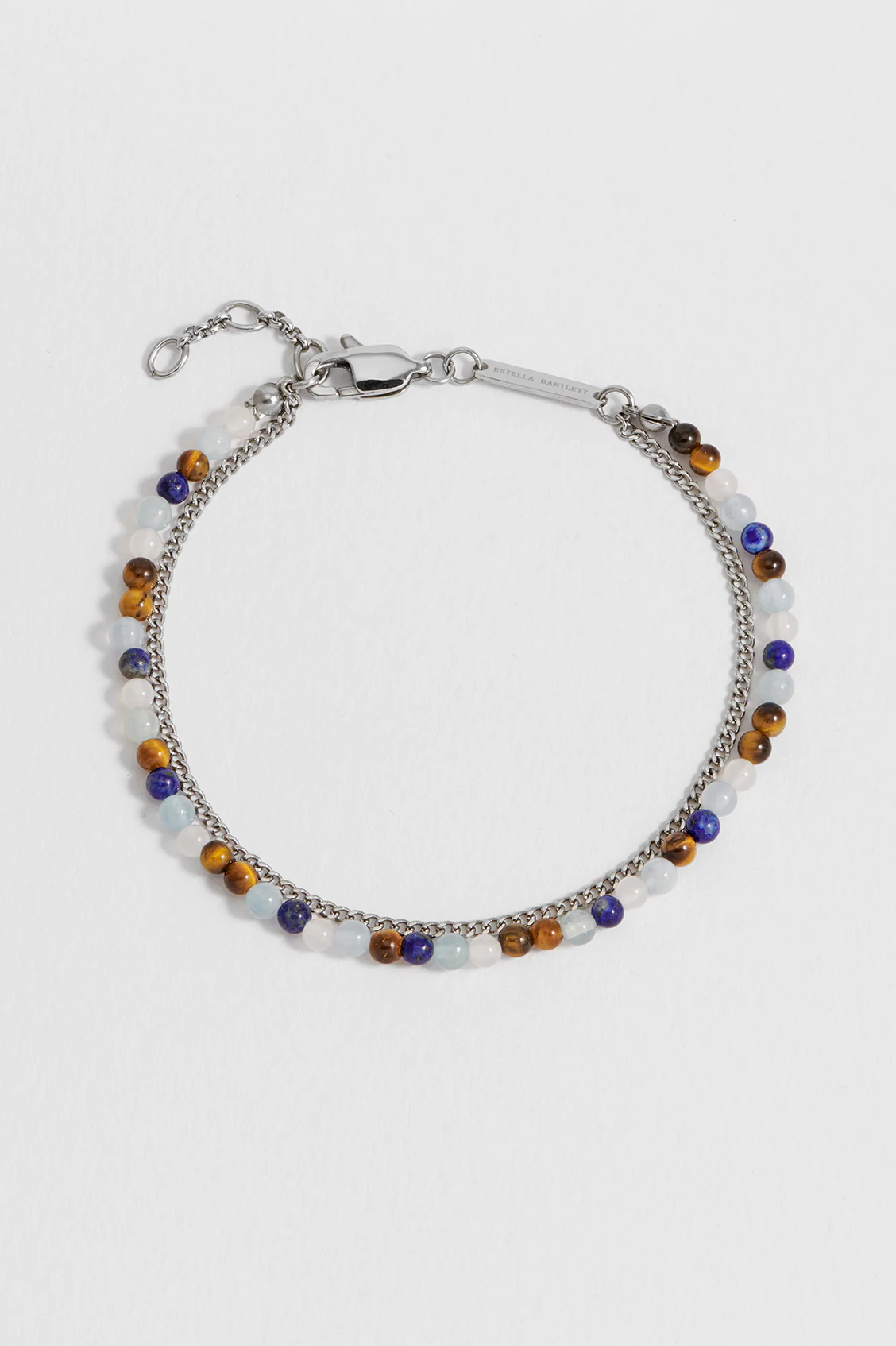 Men's Mixed Gemstone and Chain Duo Bracelet