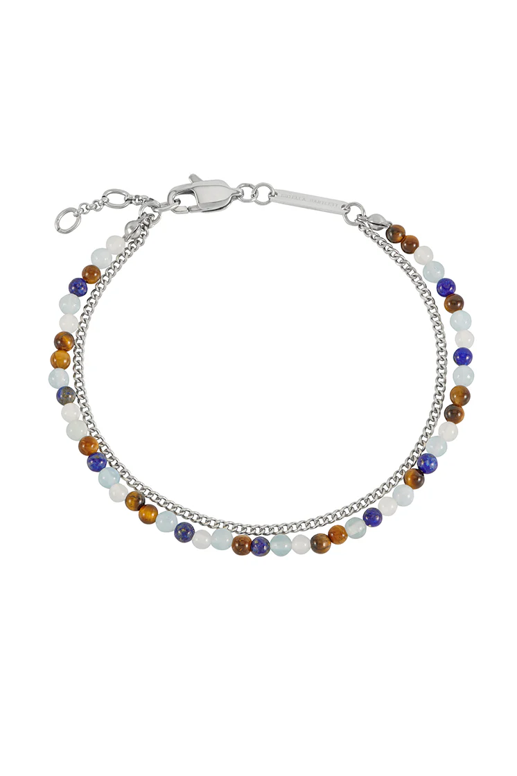 Men's Mixed Gemstone and Chain Duo Bracelet - Image 3