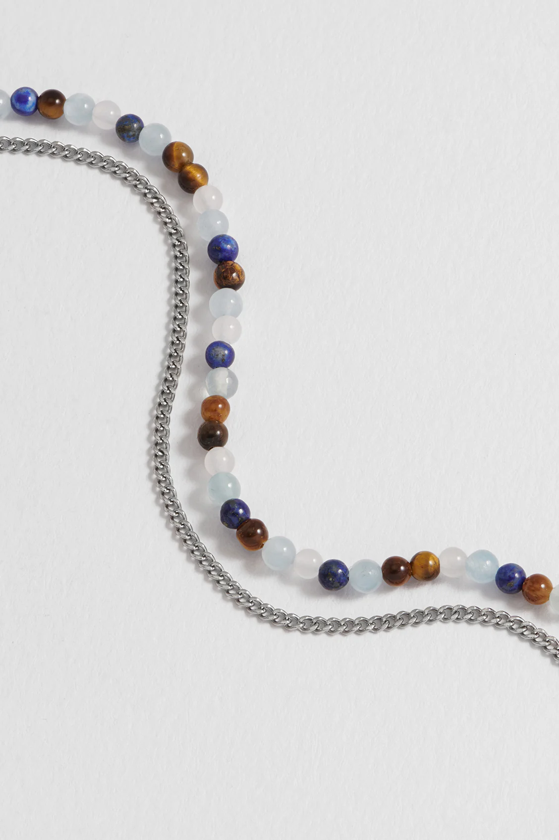 Men's Mixed Gemstone and Chain Duo Bracelet - Image 4