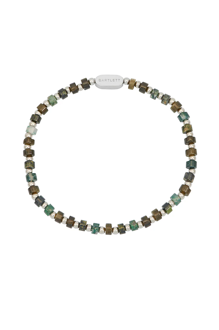 Men's Mixed Green Gemstone Rondelle Bracelet - Image 3