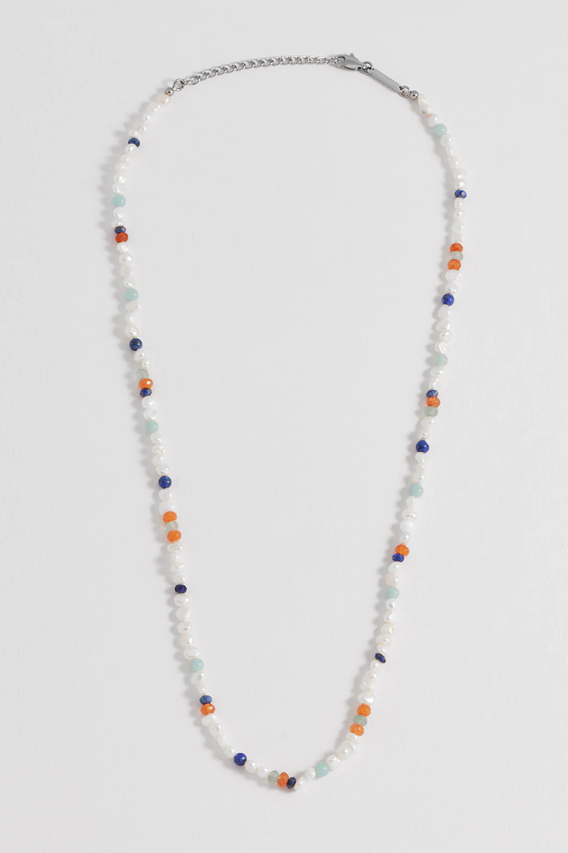 Men's Pearl and Mixed Gemstone Necklace