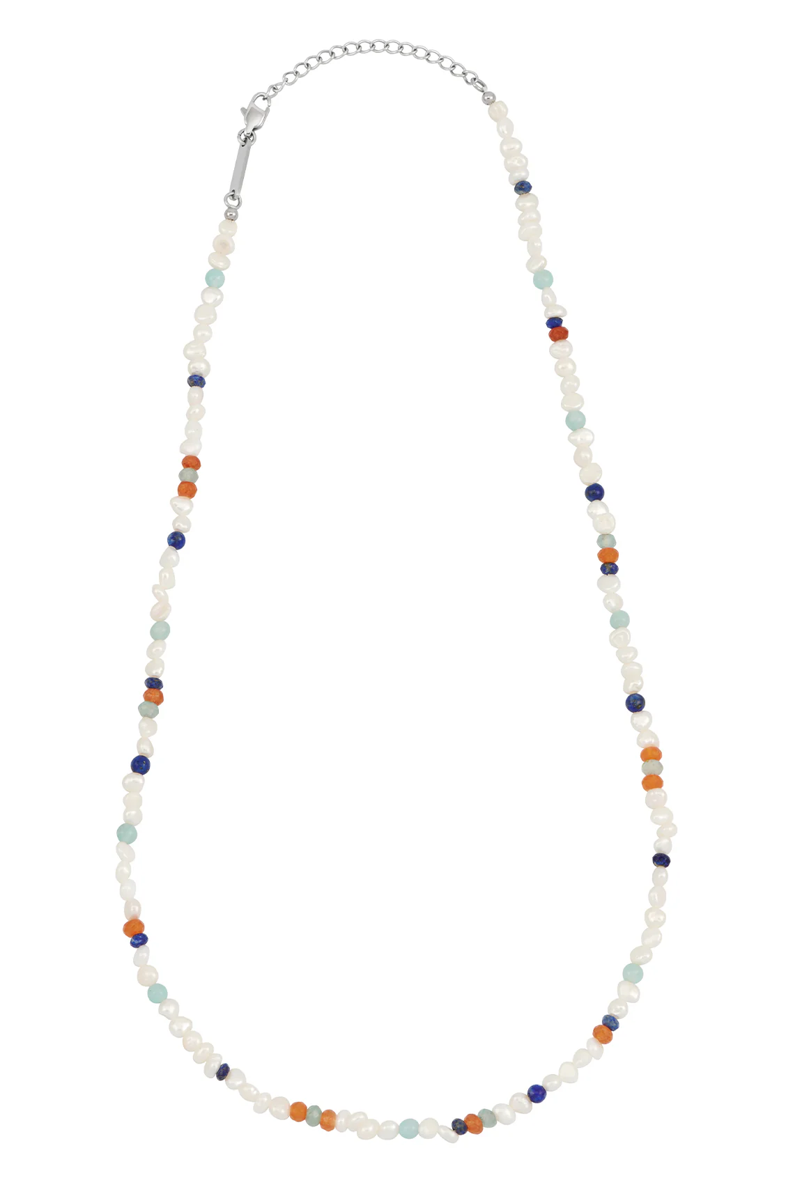 Men's Pearl and Mixed Gemstone Necklace - Image 3
