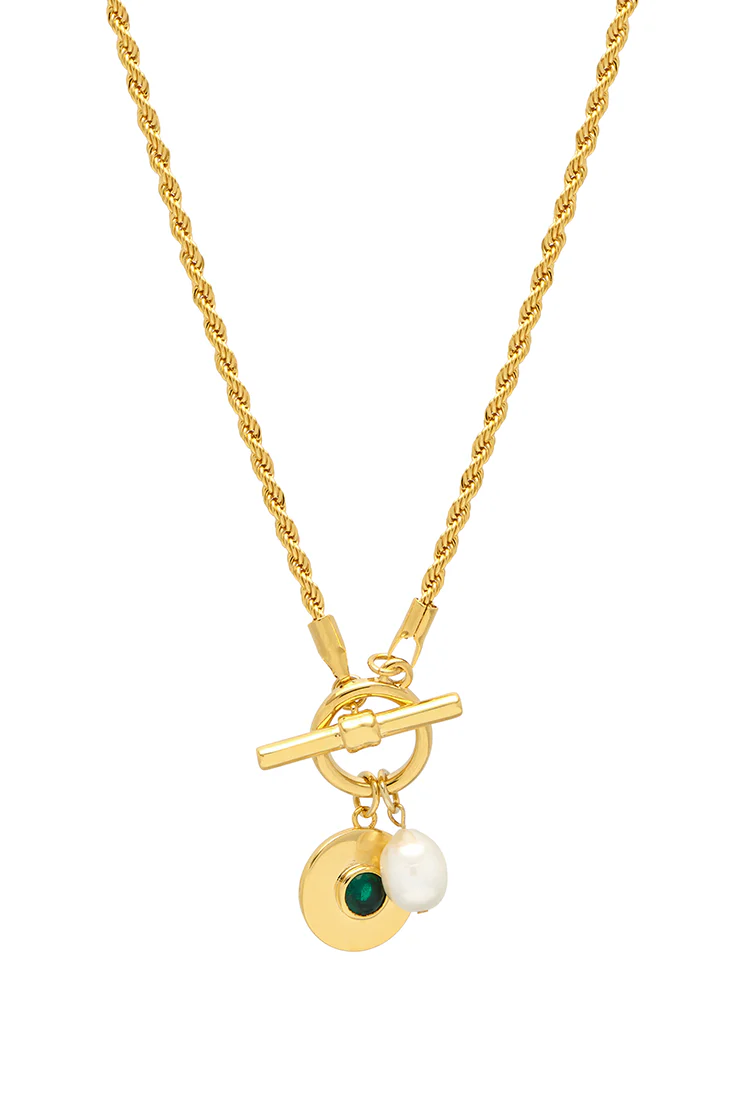 Pearl CZ T-Bar Rope Necklace - Image 3