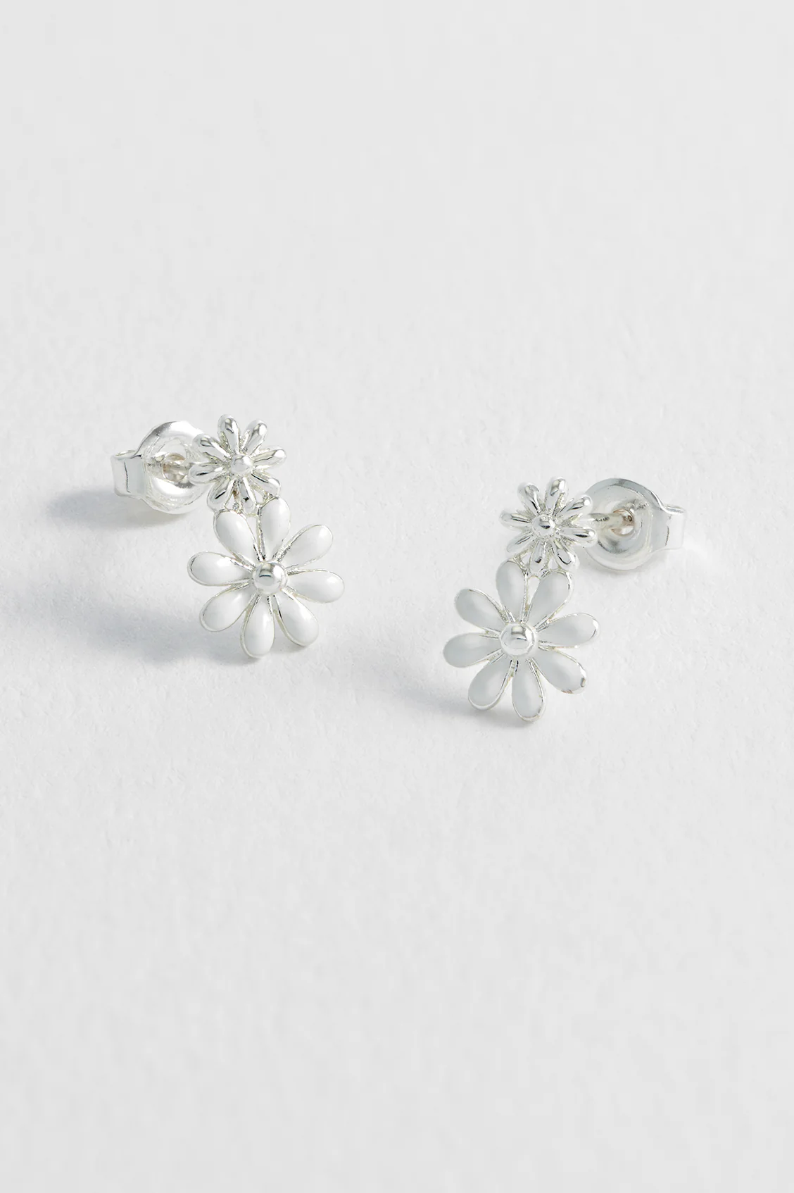 White Enamel Double Flower Studs - Image 4