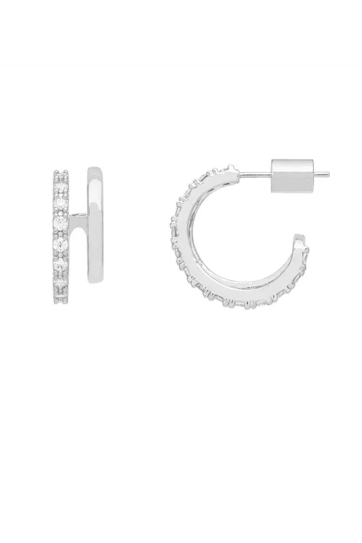 Double Hoop Illusion Pave Earrings - Image 3