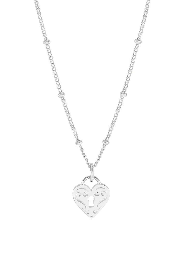 Engraved Heart Padlock Necklace - Image 3